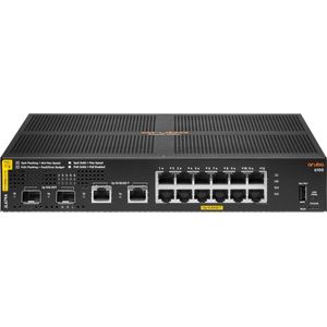 Hewlett Packard Enterprise Aruba 6100 12G Class4 PoE 2G/2SFP+ 139W Managed L3 Gigabit Ethernet (10/100/1000) Power over Ethernet (PoE) 1U Zwart