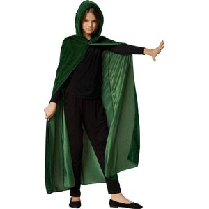 dressforfun - Mystieke fluwelen cape groen 116 cm - verkleedkleding kostuum halloween verkleden feestkleding carnavalskleding carnaval feestkledij partykleding - 301850