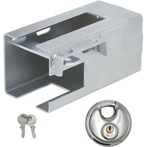 Proplus Aanhanger dissel slot - met B-Safe discusslot van 70 mm - verzinkt staal - met 2 sleutels - zilver