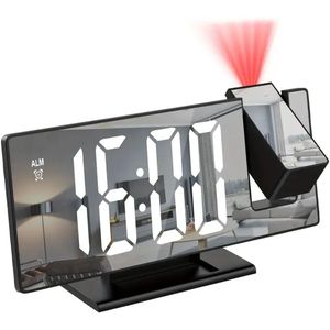 LED Projectie Wekker - 180° Draaibare Projector - Temperatuurweergave