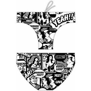 Turbo Yeah Comic Zwemslip Wit,Zwart S Man