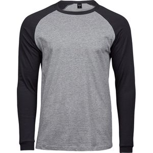 Tee Jays Herenshirt met lange mouwen Baseball T-Shirt (Heide Grijs/Zwart)