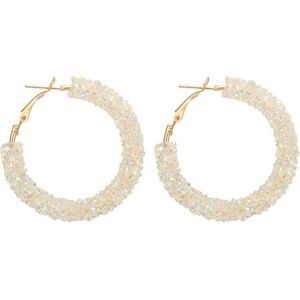 Fako Bijoux® - Oorbellen - Oorringen - Siliconen - Kristal - Wit