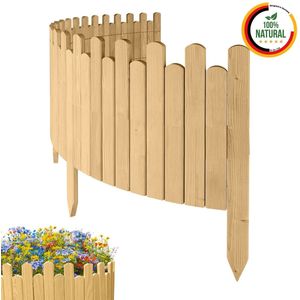 Floranica Flexibele Borderrand Gazonrand Perkrand 2 m x 40 cm Natuurlijk Bloembedrand hout geïmpregneerd Palissade Rolboord Omheining voor tuin