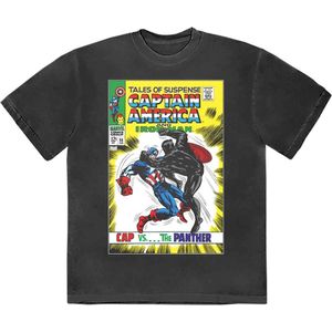 Marvel Captain America - Cap VS The Panther Comic Cover Heren T-shirt - 2XL - Zwart