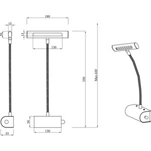 LED Spiegelverlichting - Schilderijverlichting - Torna Curty - 4W - Warm Wit 3000K - Dimbaar - Ovaal - Mat Zwart - Aluminium