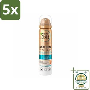 5 x Garnier - Ambre Solaire - Body Mist - Natural Bronzer - 150 ml - Grootverpakking - Natuurlijke Bruining - Zelfbruinende Mist - Lichaam Teint - Gezicht Teint - Abrikozenpitolie