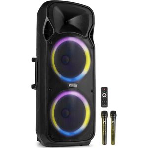Speaker Bluetooth - Fenton FT212LED MK2 karaoke box met LED’s, accu en microfoons - Voor huisfeestjes