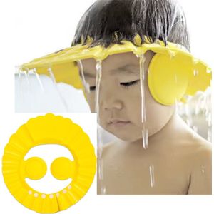CHPN - Douchekapje voor kinderen - Kapje voor in de douche voor Kinderen - Geel - Geen shampoo in de ogen - Hoofdkapje voor tijdens het douchen - Verstelbaar