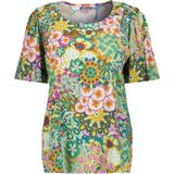 Geisha - T-shirt - Emerald/purple - Met Bloemenprint - Dames