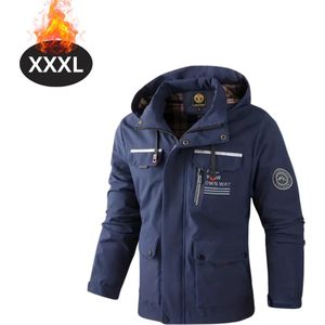 Livano Windjas Voor Heren - Windjack - Waterdicht - Jas Met Capuchon - Outdoorjas - Volwassen - Blauw - Maat XXXL