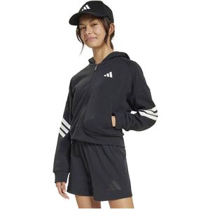 Adidas Future Icons 3 Stripes Sweatshirt Met Rits Zwart 14-15 Years Meisjes