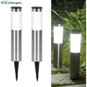 CNL Sight® Solar priklamp 'Lucifer'(Maat L) - Set van 2 stuks (8*56.5CM) -Padverlichting- Rond - RVS -buitenlampen - Priklamp op zonne-Solar Grondspots -Tuinverlichting op zonne-energie