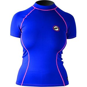 Prolimit Zwemshirt Dames korte mouwen - Blauw/Roze - Maat XS