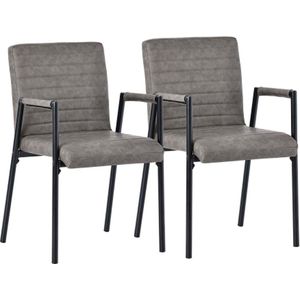 Set van 2 verticale gestreepte eetkamerstoelen, gewatteerde stoel met metalen poten, moderne loungestoel, slaapkamerwoonkamerstoel, fauteuil,