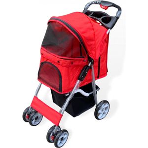 hondenbuggy rood 4 wielen voor hondjes tot ca. 15KG