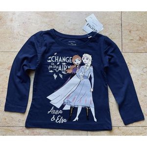 Disney Frozen Shirt - Lange Mouw - Donkerblauw - Maat 122/128