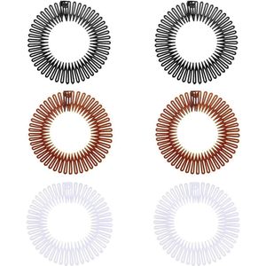 Ronde elastische kam - set van 6 haar elastische kammen van kunststof - flexibele ronde kam voor perfecte kapsels .