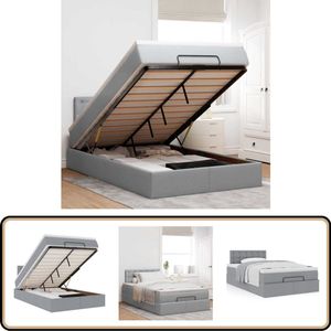 vidaXL Bed met matras 120x190 cm stof lichtgrijs