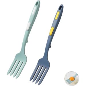 SNQ Siliconen Kookvork - Taartvork - Tafelvork - Antiaanbaklaag - Hittebestendig - Geschikt Voor Keukengerei En Kookaccessoires - Donkerblauw - 2-Pack