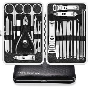 Manicure set - nagelknipper kit - 23 stuks - zwart - roestvrij staal