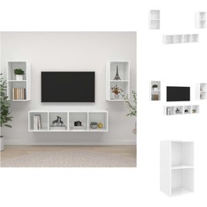 vidaXL TV-meubel set - Hoogglans wit - 37 x 37 x 72 cm - Montage vereist - Kast