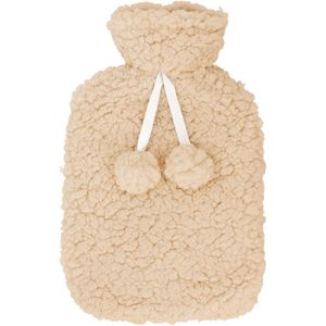 Kruik met Teddy Hoes 29x17x4 cm - Warmwaterkruik - Warmtekruik - Warmte Kussen - Beige - Deluxa