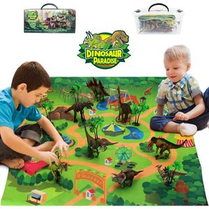 Dinosaurus Speelmat - Dino Speelkleed met Opbergdoos - Vloerkleed Dinosaurussen - Dino speelset - Speelgoed voor jongens - T-rex