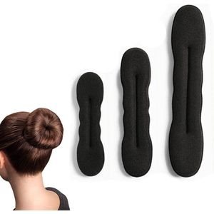 3x Magic Bun Maker - Haar style hulpstuk - Bun knot maker - Knotrolband - Maak de perfecte haarknot - Styling tool - Haarclip easy knotje donut - Haarproduct - Haarelastiek - Zwart - 3 Maten