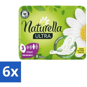 Natur'ella - Ultra - Maandverband - Maxi - 8 Pads - Voordeelverpakking - 6 stuks
