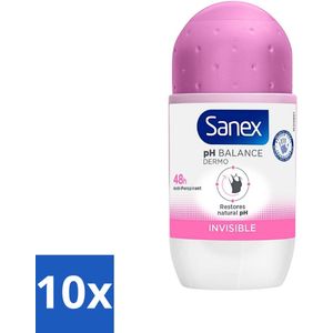 Sanex - Deodorant - Dermo Invisible - Zichtbaar & Onzichtbaar - 50 ml - Bulkverpakking - 10 stuks