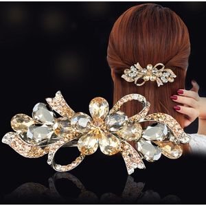 Haarclip - Kristallen diamanten bloemenhoofddeksel - Luxe bloemenhaarclip - Dames - 7,1 x 3,5 cm - Luxe - Uniek - Cadeauclip