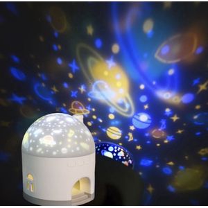Framehack Nachtlamp - Kinderen - Baby - LED - Oplaadbaar met 6 dia thema`s - Projector op muren - Draadloos - Sterren projector - Kinderlamp - Muziekdoos - Sterrenlamp - Unicorn - Planeten - 3in1 - Sinterklaas - Kerst - Bed lamp