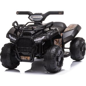 KiddoCruiser Mini Quad elektrisch om op te rijden, een 6V Quad met claxon, pedaal, koplamp, vooruit/achteruit, batterij-aangedreven Quad-speelgoed met 4 wielen voor peuters jongens en meisjes, in het zwart.
