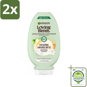 Garnier Loving Blends Voedende Amandelmelk Conditioner 250 ml - Voordeelverpakking - 2 stuks - Voedende amandelmelk conditioner - Lichtdroog haar