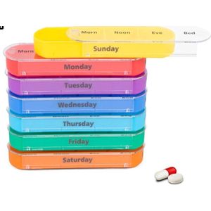 New Age Devi - Pillendoos voor Medicatie Organiseren - 7 dagen - 4 vakken - Multicolor Pillendoosje