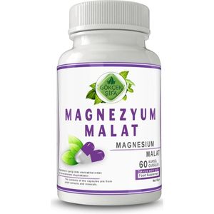 Magnesium Malaat Extract Capsule - 60 Capsules - Voor Krampen, Slaapproblemen, Angst, Spierpijn - 1 CAPSULE 1000 MG EXTRACT - Zeer Goed Opneembare Vorm van Magnesium - 60.000 mg Kruidenextract - Geen Toevoegingen - Beste Kwaliteit