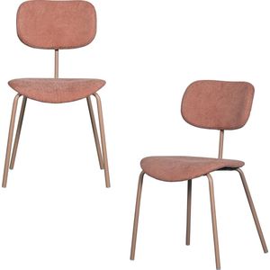 WOOOD Link Eetkamerstoelen - Polyester - Roze - Set van 2