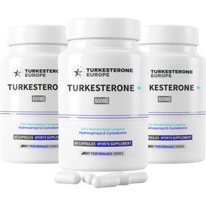 3 Pack - Turkesterone+® 20% Complex met Hydroxypropyl-β-Cyclodextrine - 180 Capsules (600mg)