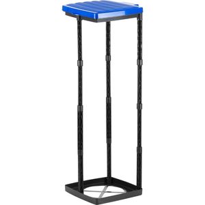 Blauw"" Afvalzakhouder, 1x Vuilniszakstandaard met deksel geel, in hoogte verstelbaar insteeksysteem met klemring, voor verschillende afvalzakken van 25-120 liter