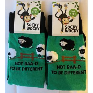 NOT BAA-D TO BE DIFFERENT"""" - SOKKEN - 2 Pack - Grappige Sokken voor Mannen & Vrouwen - One Size Sokken met Tekst - Humorvolle Huissokken - Verjaardagscadeau - Geschenk voor Heren, Dames, Vader, Moeder, Vriendin, Zus, Oma - Cadeau