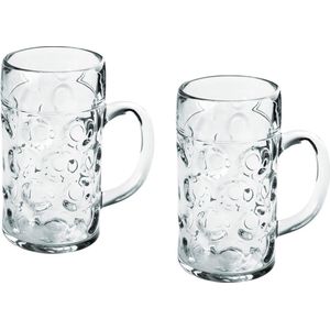 2x Bierpullen/bierglazen 1.3 liter/130 cl/1300 ml van onbreekbaar kunststof - 1.3 liter pullen - Bierfeest/Oktoberfest pul - Bierpul glazen