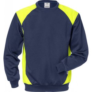 Fristads Sweatshirt 7148 Shv - Marineblauw/hi-vis geel - 4XL