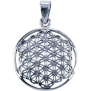 Zilveren Flower of life 23mm ketting hanger