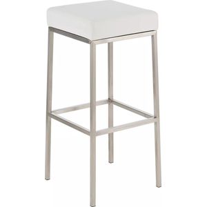 In And OutdoorMatch Barkruk Colten - Zonder rugleuning - Set van 1 - Ergonomisch - Barstoelen voor keuken of kantine - Vierkant - Wit - Zithoogte 85cm