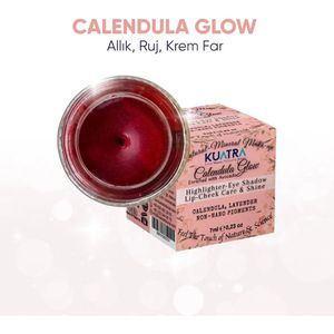 Kuatra Calendula Glow 3 in 1 - Highlighter - Oogschaduw Creme - Lip - Wangverzorging & Glans - Blush - Voeden - Herstellen - Glanzen - Alleen met natuurlijke bijenwas - kruidenextracten - vitaminen - mineralen - niet-nano pigmenten - 7 ml