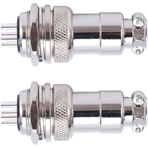 2PCS Mannelijke Vrouwelijke Metalen Luchtvaartconnector 20mm AC DC 250V Connectoren en Adapters (6-pins)