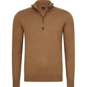 Mario Russo Half Zip Sweater - Trui Heren - Sweater Heren - Coltrui Heren - XL - Camel