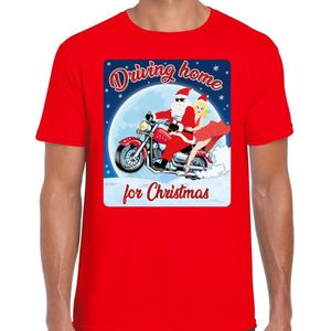 Fout Kerstshirt / t-shirt - Driving home for christmas - motorliefhebber / motorrijder / motor fan rood voor heren - kerstkleding / kerst outfit S