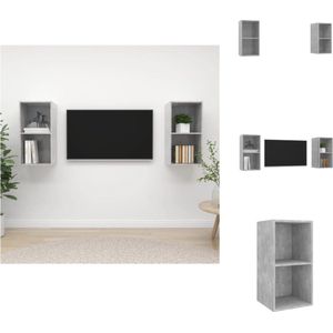 vidaXL tv-meubels betongrijs - set van 2 - 37x37x72 cm - opbergruimte - Kast